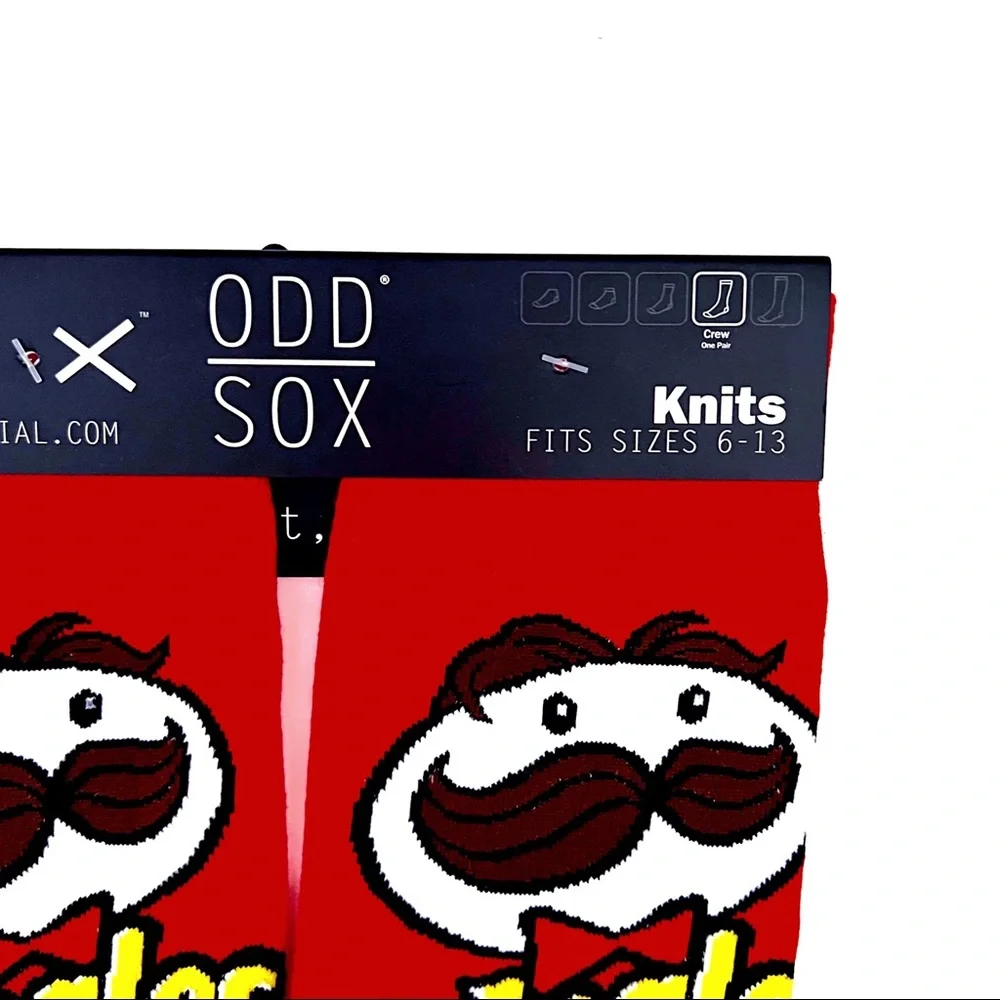 Odd Sox Pringles Original Chips Crew Socks Mens Womens  Logo Red Yellow Fun Gift